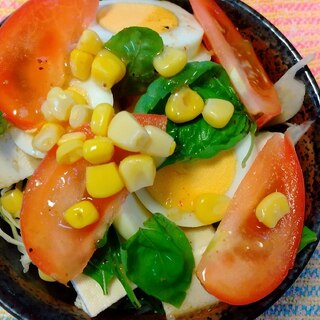 豆腐とゆで卵のバジルサラダ(^o^)
